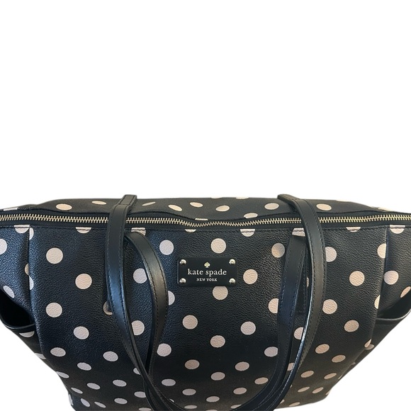 EUC Kate Spade Wellesley Printed Adaira Baby Bag (Black/Decobeige) with Strap - Picture 5 of 14